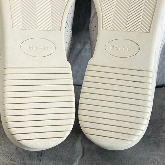 BELLA-VITA Women's Extra Wide White Leather Perforated Maribel Slip-On Sneakers - Picture 9 of 12